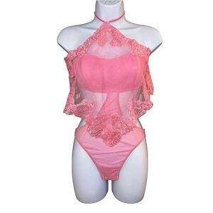 Victoria's Secret Very Sexy Boho Floral Embroidery Halter-Neck Teddy Small NWT